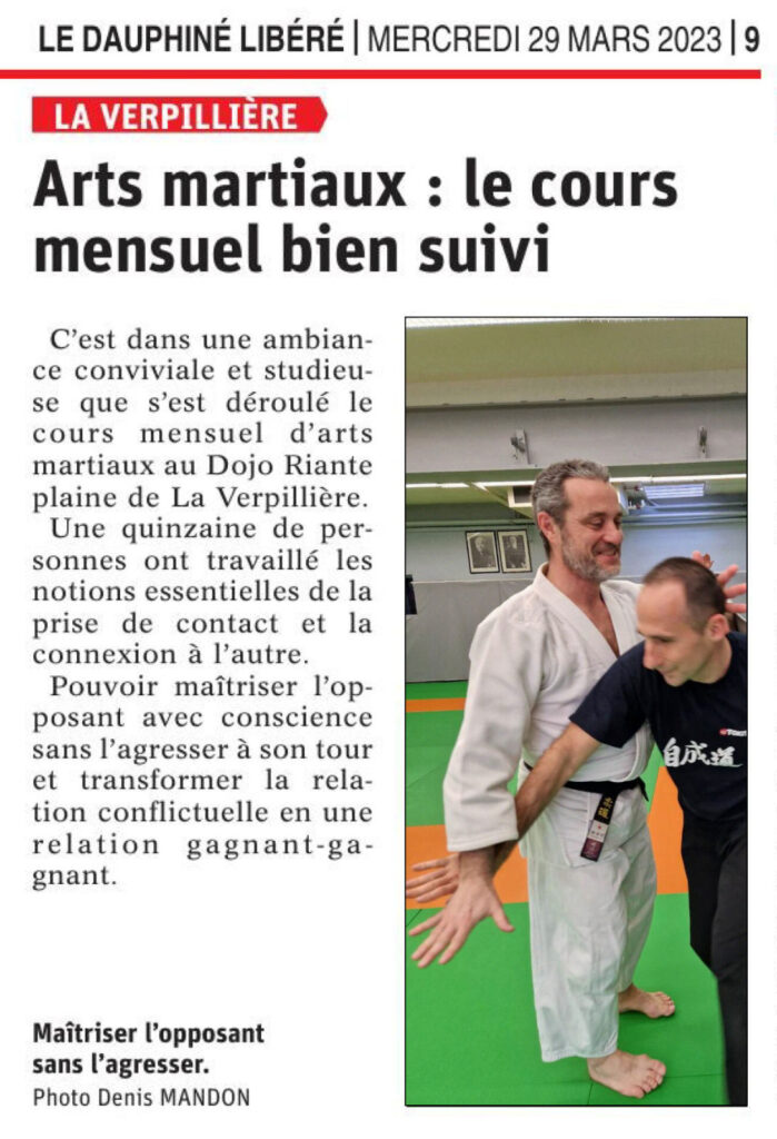 Denis-Mandon-pratiques-arts-martiales-defense-personnelle-budo-bujutsu-actualites-2023-03-25 Article Dauphine stage Denis